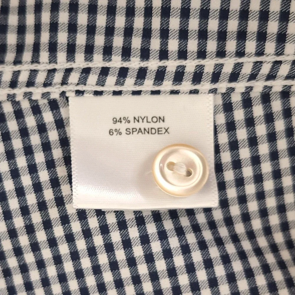 Xavier Musketeers Peter Millar XL Blouse Blue Check Gingham No Iron X Logo Ruffl - Picture 8 of 9